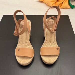 Tory Burch Beige Espadrille Wedges